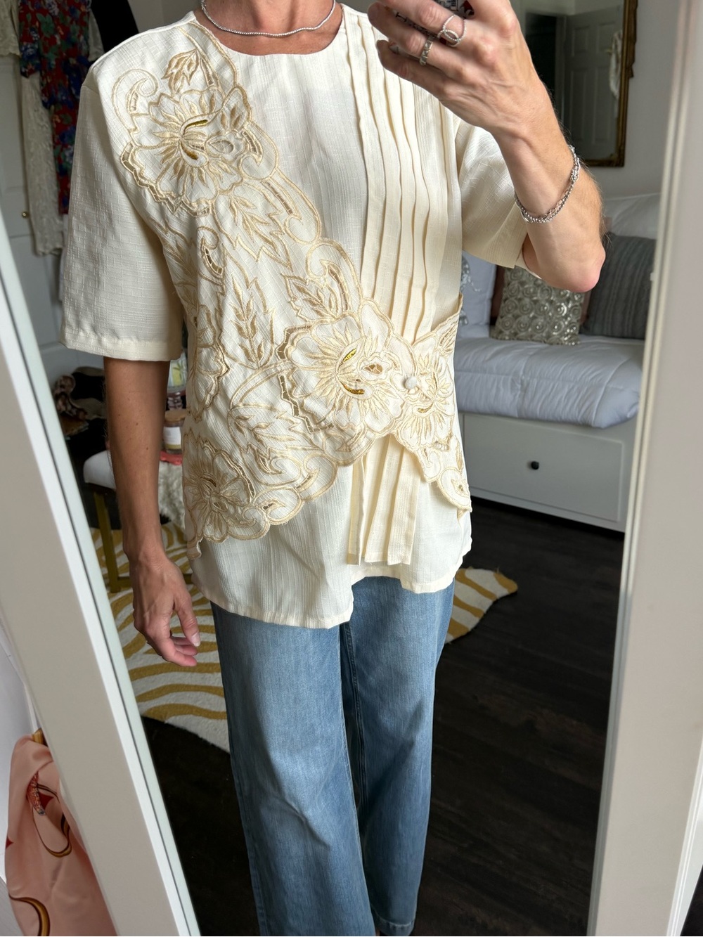 Vintage Cream Soutache Blouse Art Deco Romantic Coastal Grandmacore - Picture 2 of 8